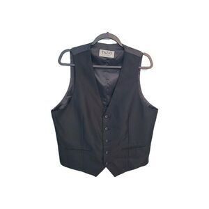 Tazio Italy Mens Ultra Slim Suit Vest Black 42R Wool Touch Dark Academia Goth